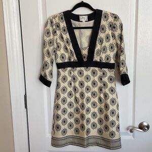 Milly of New York Black and Cream Sunburst Dress